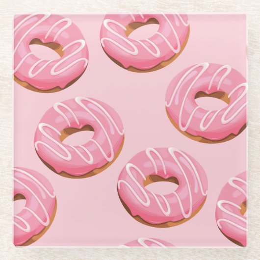 ガラスのドーナツのシームレスな背景 ガラスコースター (正面)