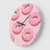 ガラスのドーナツのシームレスな背景 ラージ壁時計 (傾斜)