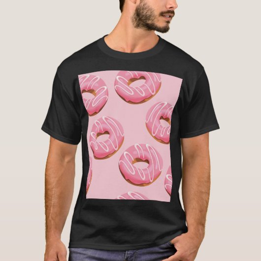 ガラスのドーナツのシームレスな背景 Tシャツ (正面)
