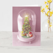 ガラスのドームに入ったクリスマスツリー カード (黄色い花)