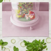 ガラスのドームに入ったクリスマスツリー キッチンタオル (折り畳み)