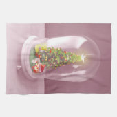 ガラスのドームに入ったクリスマスツリー キッチンタオル (横)