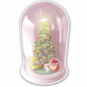 ガラスのドームに入ったクリスマスツリー シール (正面)