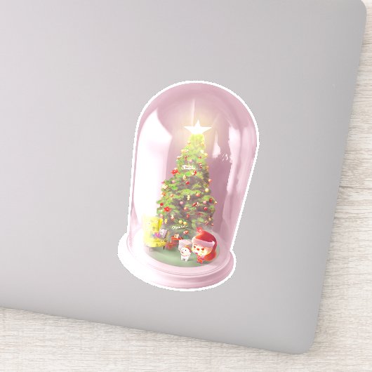 ガラスのドームに入ったクリスマスツリー シール (詳細)