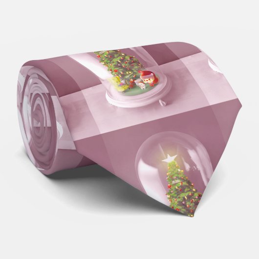 ガラスのドームに入ったクリスマスツリー ネクタイ (ロール)