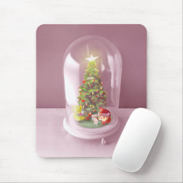 ガラスのドームに入ったクリスマスツリー マウスパッド