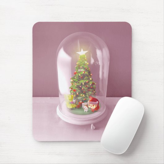 ガラスのドームに入ったクリスマスツリー マウスパッド (マウス)
