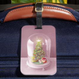 ガラスのドームに入ったクリスマスツリー ラゲッジタグ
