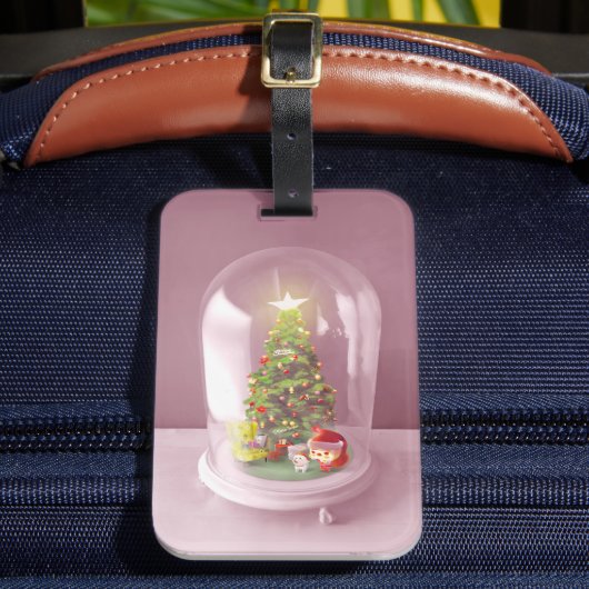 ガラスのドームに入ったクリスマスツリー ラゲッジタグ (正面インサイチュ2)