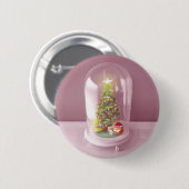 ガラスのドームに入ったクリスマスツリー 缶バッジ (正面&裏面)