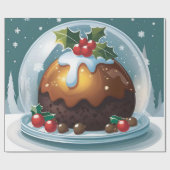 ガラスのドーム下の大きなクリスマスプディング ラッピングペーパー (フラット)