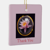 ガラスのドーム下の睡蓮と「ありがとう」 セラミックオーナメント (右)