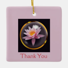 ガラスのドーム下の睡蓮と「ありがとう」 セラミックオーナメント