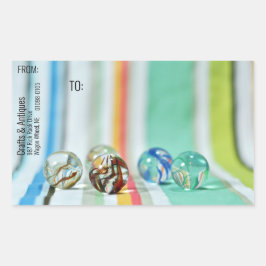 ガラスのビー数々のビーストライプル（3-Dルック） 長方形シール