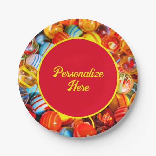 ガラスのビー玉カラフル ペーパープレート (正面)