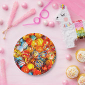 ガラスのビー玉カラフル ペーパープレート (パーティー)