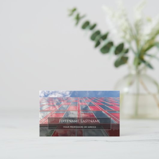 ガラスのファサードのオフィスの超高層ビル長方形をクリーニング 名刺 (スタンド正面)