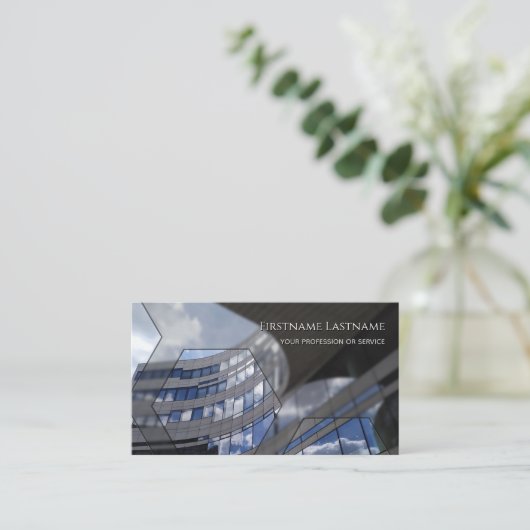 ガラスのファサードのオフィスの超高層ビル長方形をクリーニング 名刺 (スタンド正面)