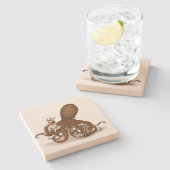 ガラスのフラスコで作ったタコ航海のステンパンク ストーンコースター (横)