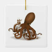 ガラスのフラスコを持つタコSteampunk科学者 セラミックオーナメント (裏面)