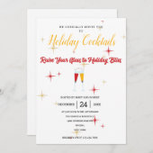 ガラスのブリスを上げる |クリスマスカクテルパーティー 招待状 (正面/裏面)