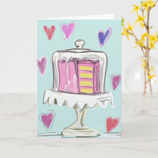 ガラスの下のケーキ カード (黄色い花)