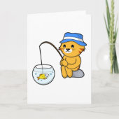 ガラスの中の魚と一緒に釣りをしている猫 カード (正面)