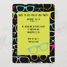 ガラスの光景のライムグリーン及び黒のパーティーの招待 招待状