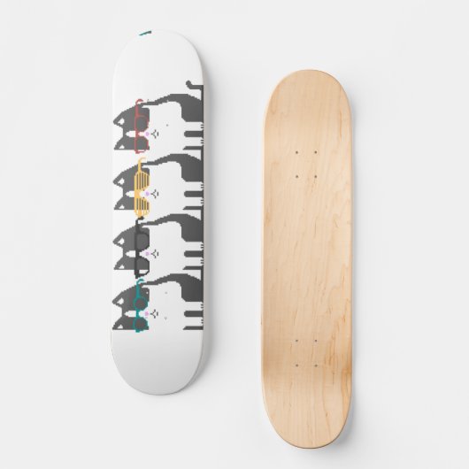 ガラスの列ピクセル芸術のスケートボードの猫 スケートボード (正面)