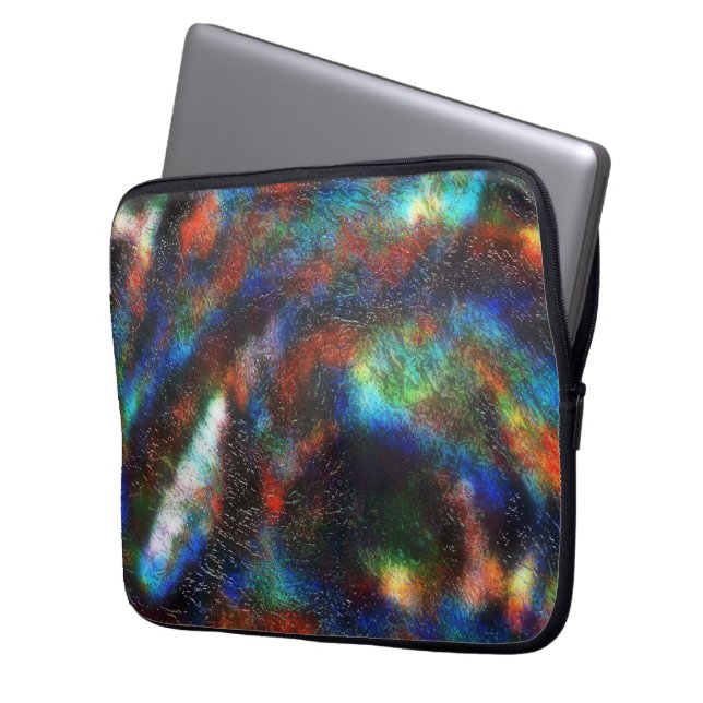 ガラスの原投げ下の色の濃いステンドテクスチャ ラップトップスリーブ (正面左)