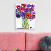 ガラスの壺に入ったアネモネ キャンバスプリント (インサイチュ (リビング))