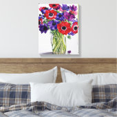 ガラスの壺に入ったアネモネ キャンバスプリント (インサイチュ (寝室))