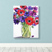 ガラスの壺に入ったアネモネ キャンバスプリント (インサイチュ (ウッドフロア))