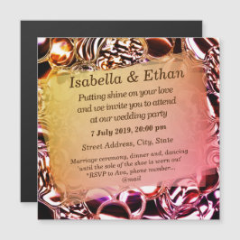 ガラスの泡または派手なサーモンのトーン マグネット招待状