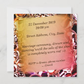 ガラスの泡または派手なサーモンのトーン 招待状 (裏面)