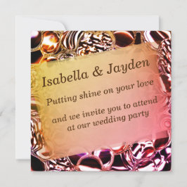 ガラスの泡または派手なサーモンのトーン 招待状