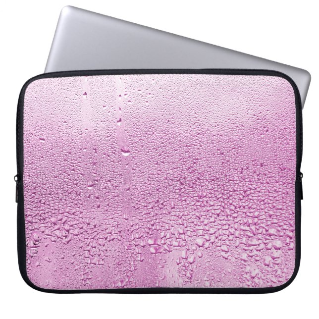 ガラスの湿地の上に雨の滴のテクスチャ ラップトップスリーブ (正面)