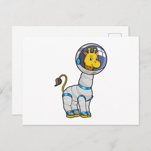 ガラスの球での宇宙飛行士としてのキリン ポストカード (正面/裏面)