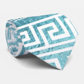 ガラスの穏やかで青いギリシャの雷文パターン ネクタイ (ロール)