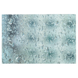 ガラスの窓の雨滴 メタルプリント