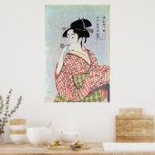ガラスの笛を吹く女,歌麿ガラス口笛の女・歌麿 ポスター (キッチン)