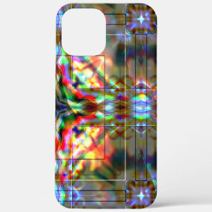 ガラスの花の斑点に暗い星、赤から濃い緑 iPhone 12 PRO MAX ケース