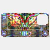 ガラスの花の斑点に暗い星、赤から濃い緑 Case-Mate iPhoneケース (裏面 / 右)