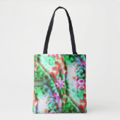 ガラスの花の斑点の星影、ピンクからグリーン トートバッグ (正面)