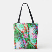 ガラスの花の斑点の星影、ピンクからグリーン トートバッグ (裏面)