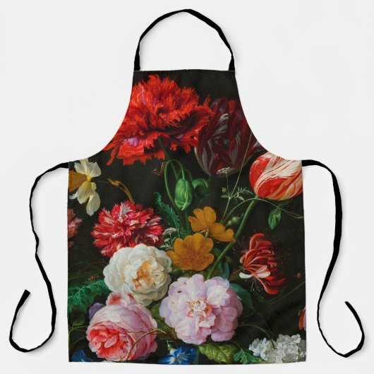 ガラスの花瓶で花を飾る静物詩 エプロン (正面)