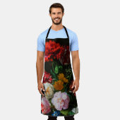ガラスの花瓶で花を飾る静物詩 エプロン (着用した状態)