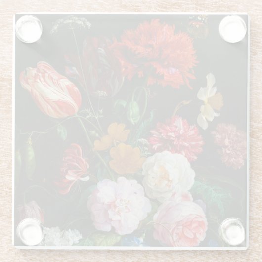 ガラスの花瓶で花を飾る静物詩 ガラスコースター (裏面)