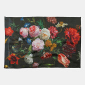 ガラスの花瓶で花を飾る静物詩 キッチンタオル (横)