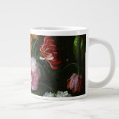ガラスの花瓶で花を飾る静物詩 ジャンボコーヒーマグカップ (右)